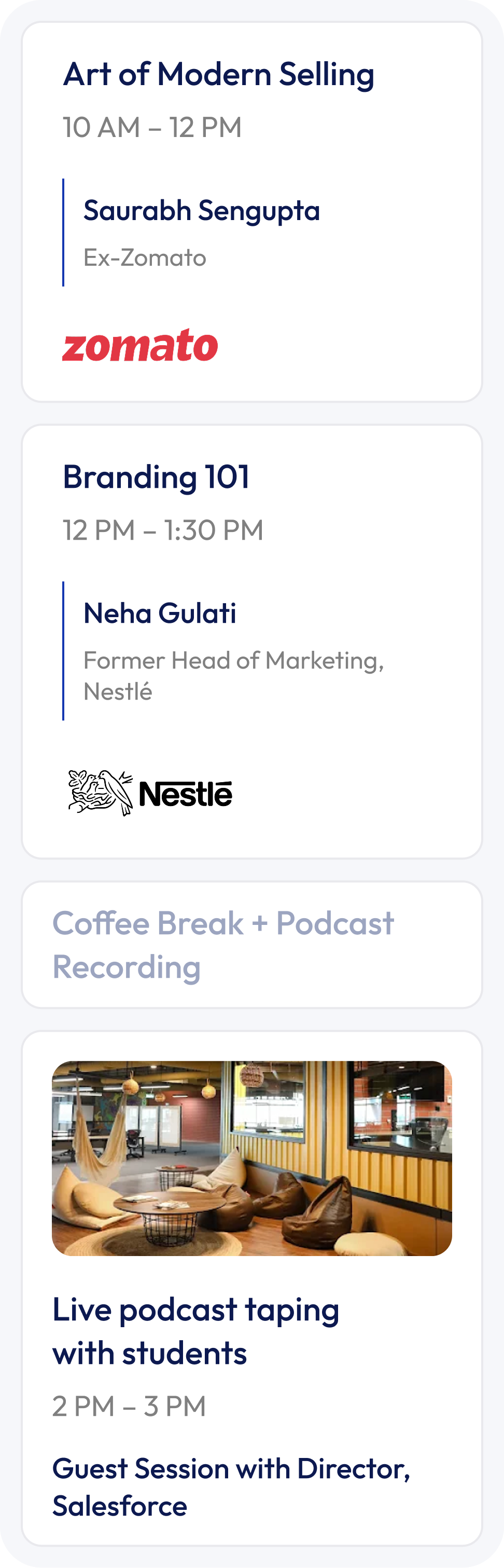 Monday schedule at HiveSchool